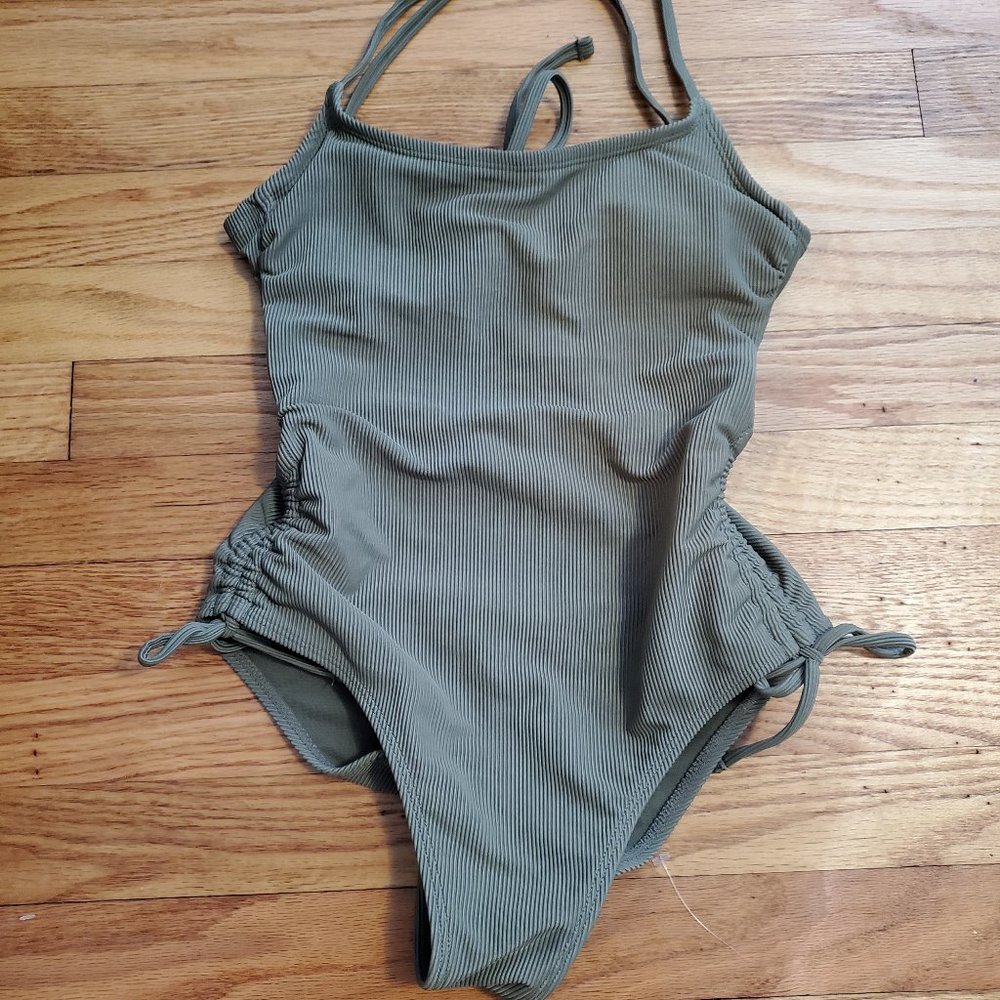 One piece rib knit swimsuit